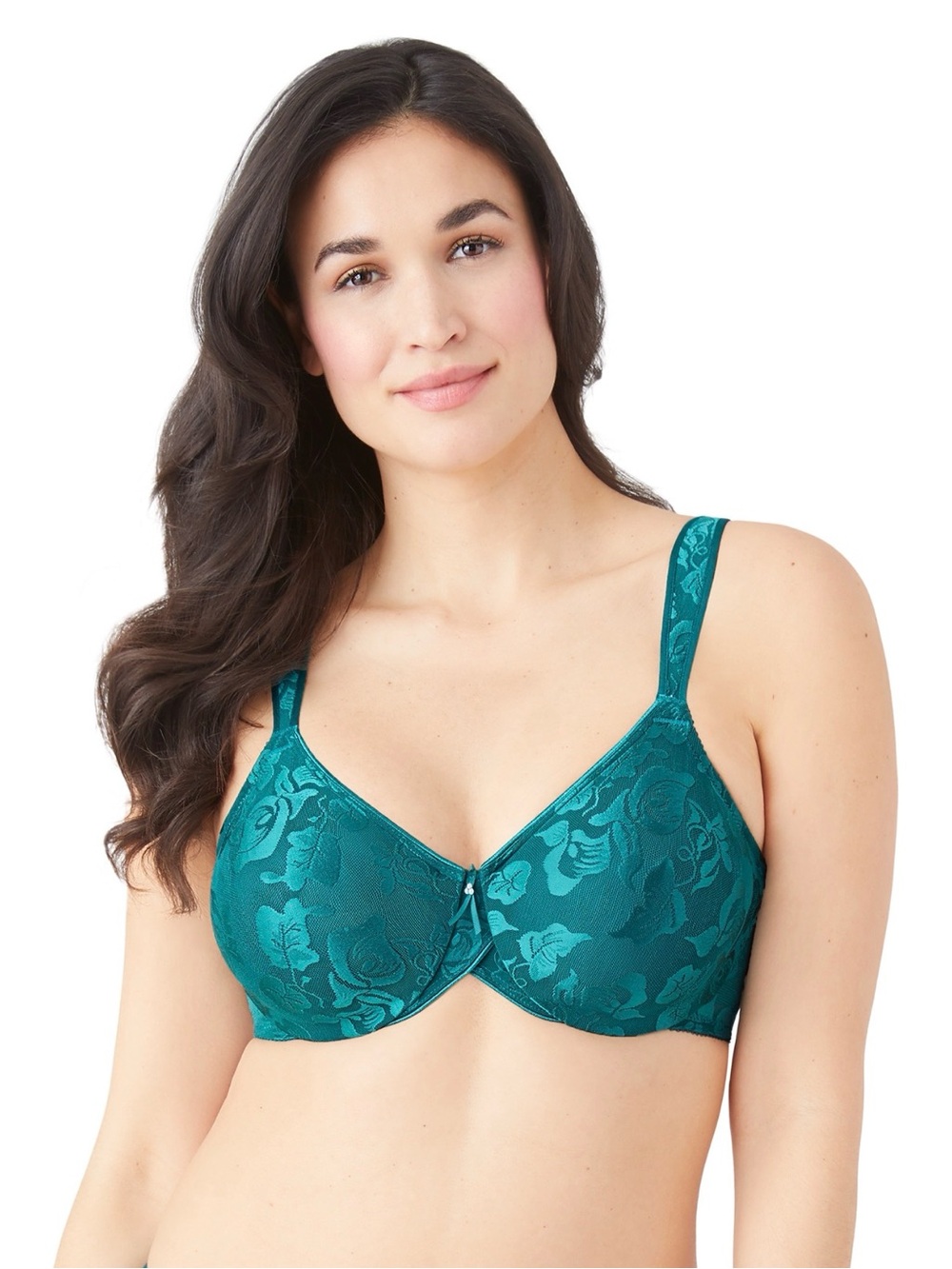 Wacoal Awareness Seamless Underwire Bra 85567 Teal Full Figure Floral Lace 42DDD